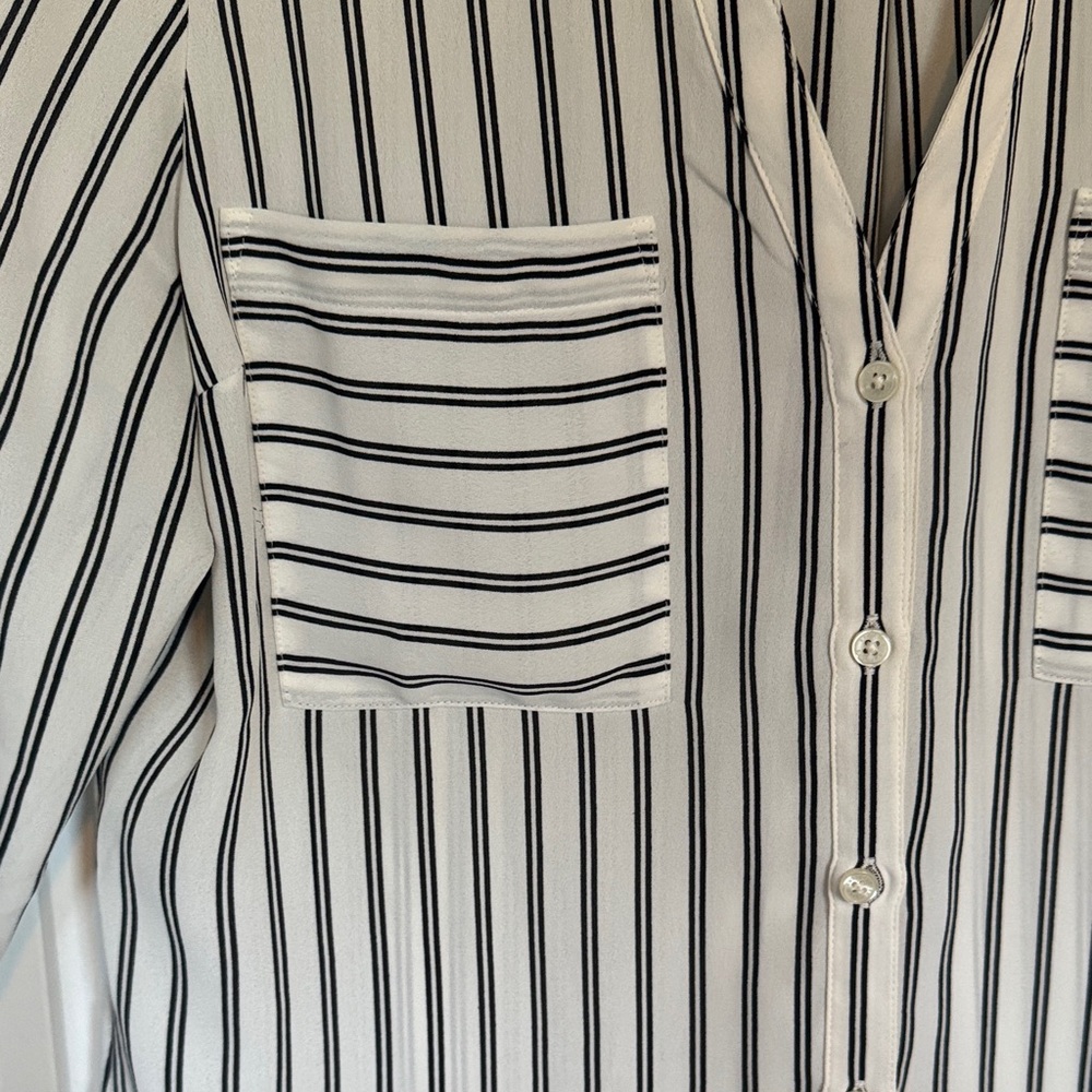 Express White and Black Striped Portofino Shirt - Picture 5 of 7